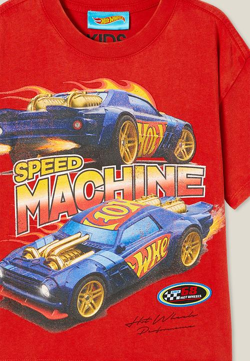 Cotton On - Hot wheels drop shoulder short sleeve tee - red