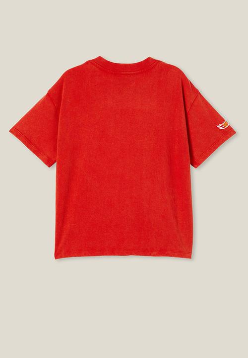 Cotton On - Hot wheels drop shoulder short sleeve tee - red