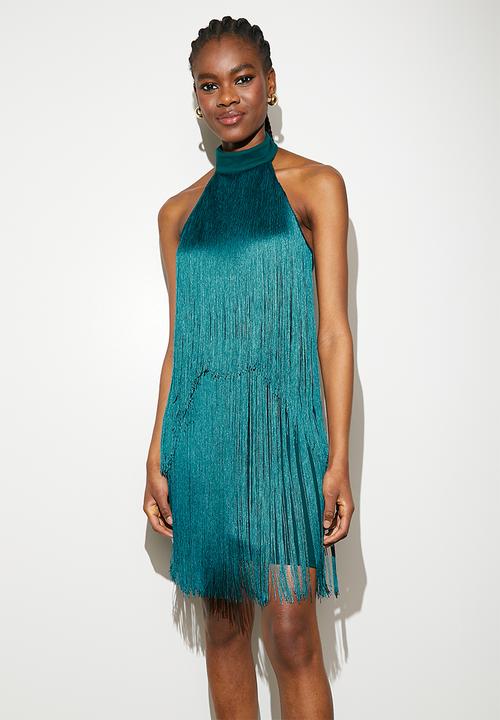 VELVET - Fringe mini dress - teal
