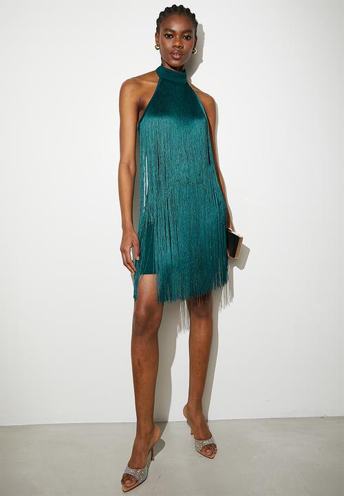VELVET - Fringe mini dress - teal