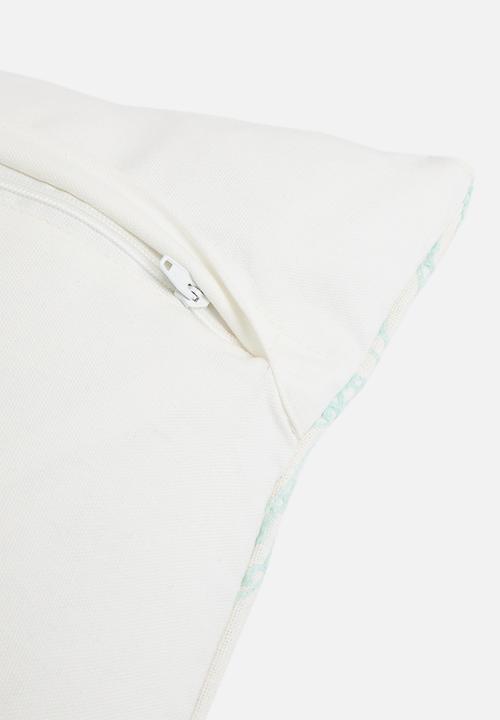 Sixth Floor - Star embroidered woven cushion cover - blue