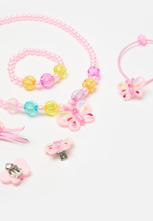 Pop Candy - 6 Piece necklace and headband set - pink