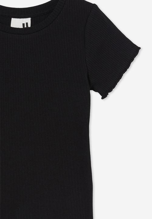Cotton On - Raya rib baby tee - black rib