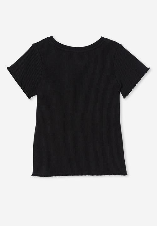 Cotton On - Raya rib baby tee - black rib
