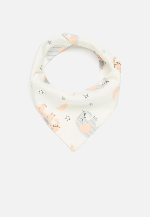 Pop Candy - 2 Pack printed bibs - coral orange & grey