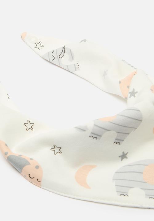 Pop Candy - 2 Pack printed bibs - coral orange & grey