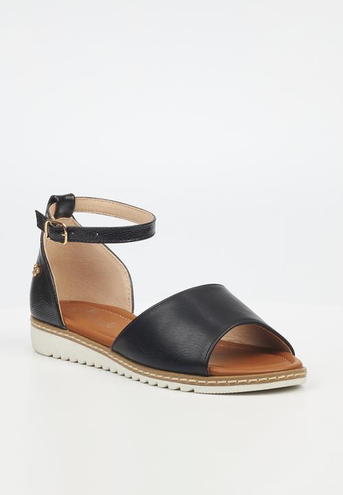 Butterfly Feet - Walnut 2 ankle strap - black