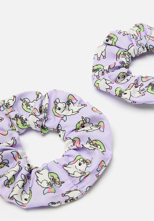 Pop Candy - 2 Pack unicorn scrunchie set - purple