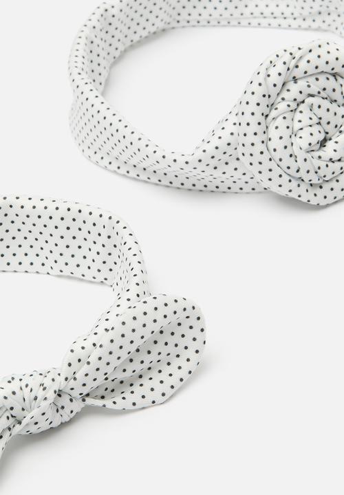 Pop Candy - 2 Pack polka dot knotted headbands - black & white