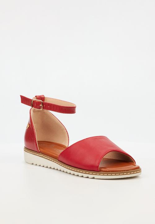Butterfly Feet - Walnut 2 ankle strap - red