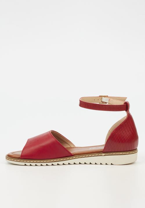 Butterfly Feet - Walnut 2 ankle strap - red