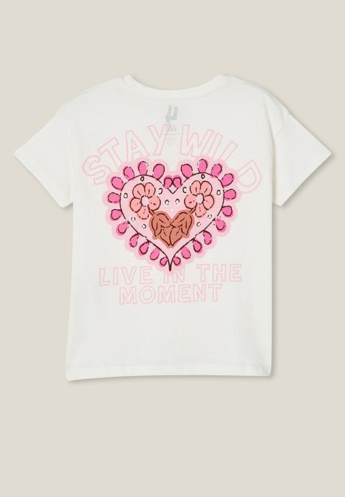 Cotton On - Poppy short sleeve graphic print tee - vanilla/stay wild heart