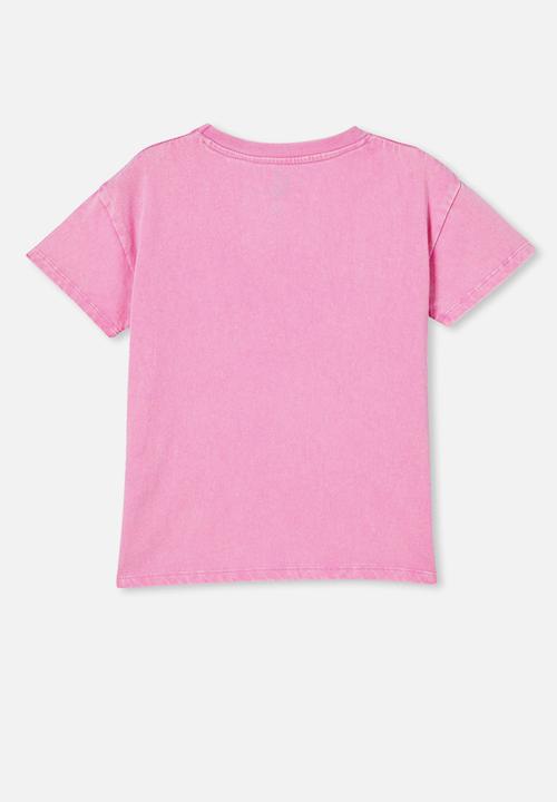 Cotton On - Poppy short sleeve graphic print tee - pink gerbera/snow wash
