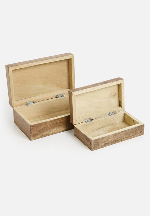 H&S - Decorative Mango Wood Box Set of 2 - neutral