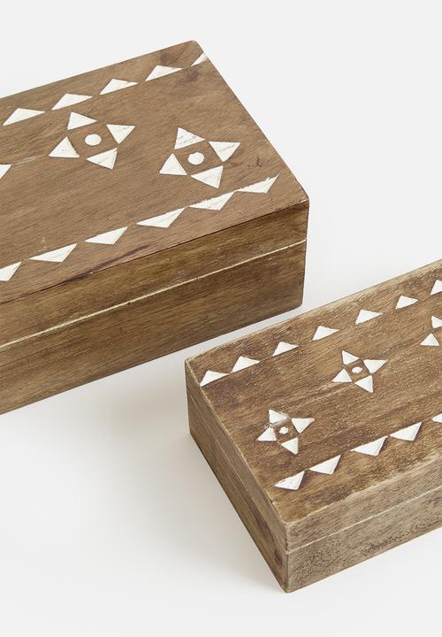 H&S - Decorative Mango Wood Box Set of 2 - neutral
