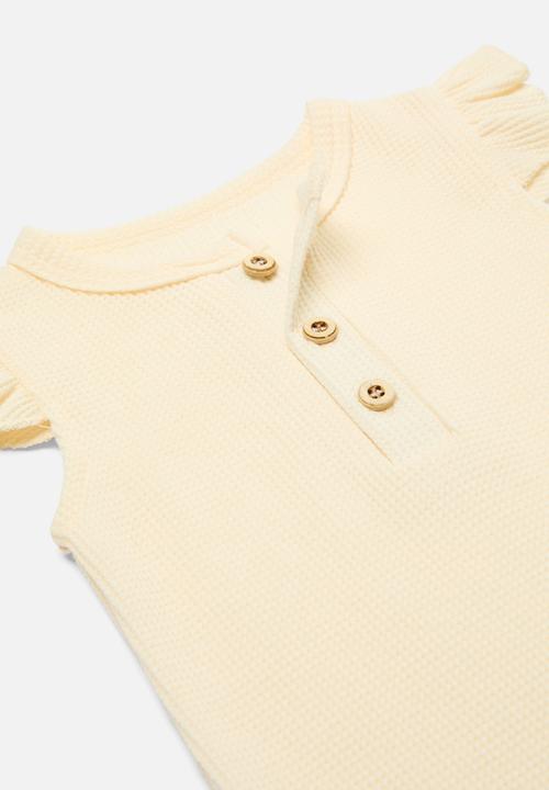 Pop Candy - Frilled buttoned romper - off white