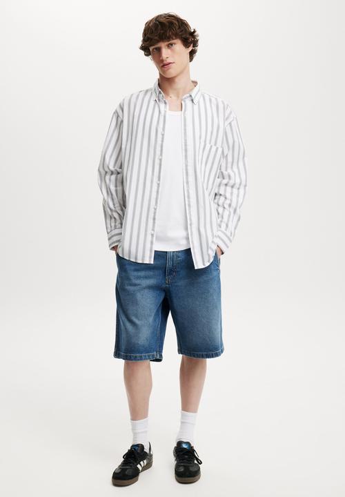 Cotton On - Loose fit long sleeve shirt - white stripe