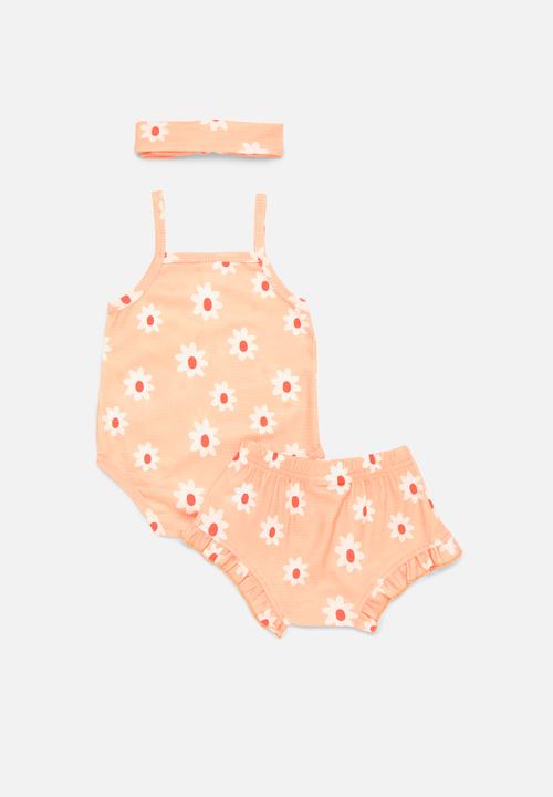 Pop Candy - Floral headband, bodyvest and short set - multi
