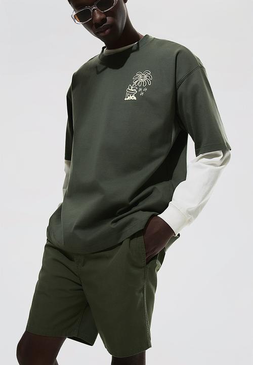 H&M - Regular fit cotton shorts - khaki green
