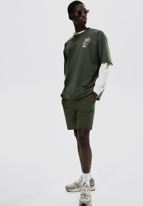 H&M - Regular fit cotton shorts - khaki green