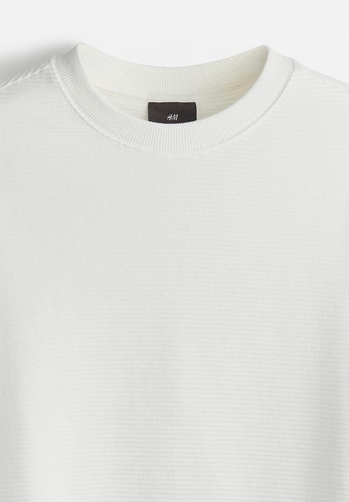 H&M - Regular fit ribbed sweatshirt - white