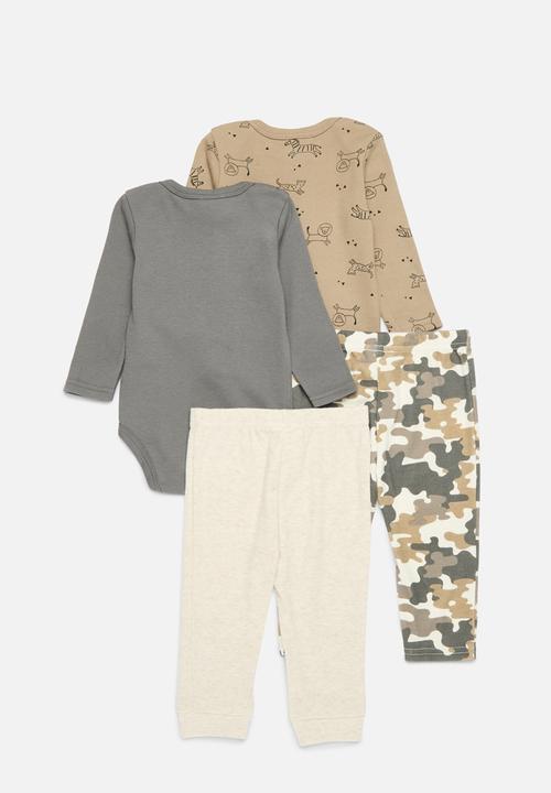 Pop Candy - 4 Piece bodyvest & legging set - green & grey