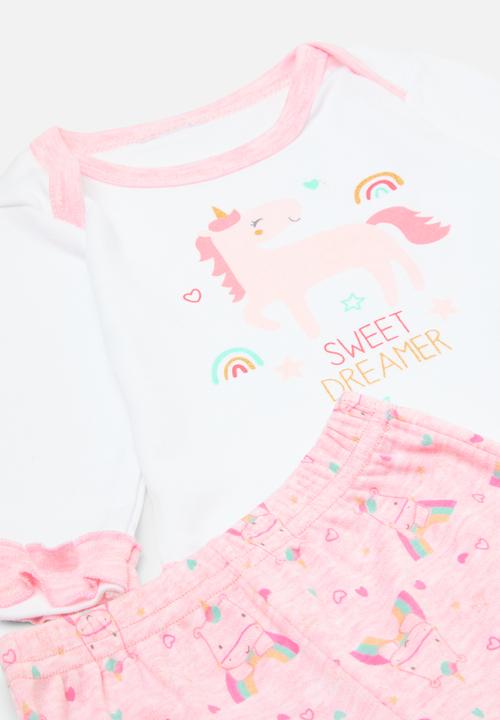 Pop Candy - 3 Piece printed bodyvest legging & bib set - pink