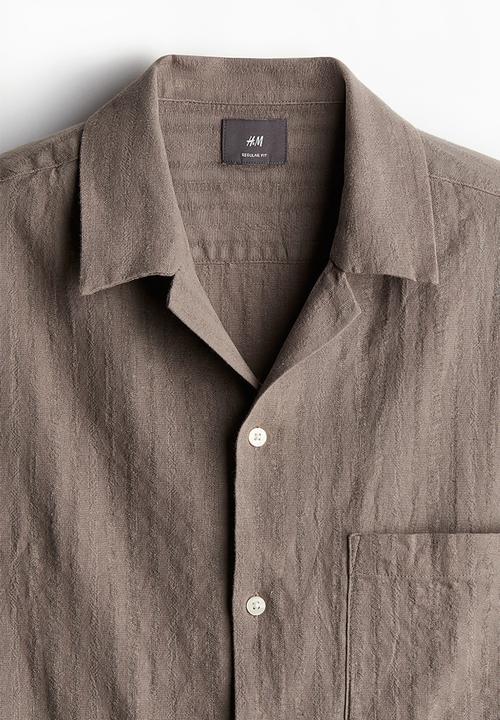 H&M - Regular fit linen-blend resort shirt - dark beige