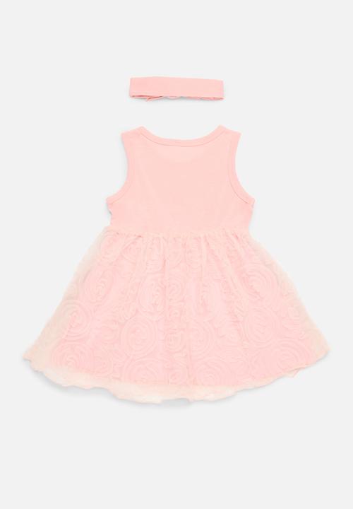 Pop Candy - Bow décor mesh dress - pink