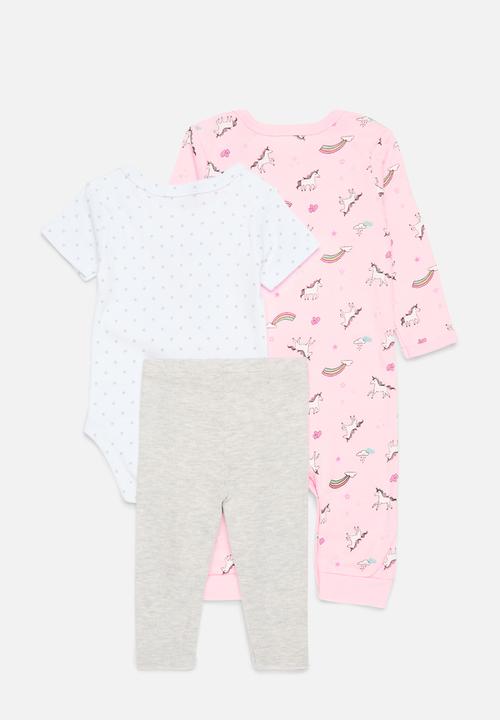 Pop Candy - 3 Piece romper bodyvest & legging set - pink & white