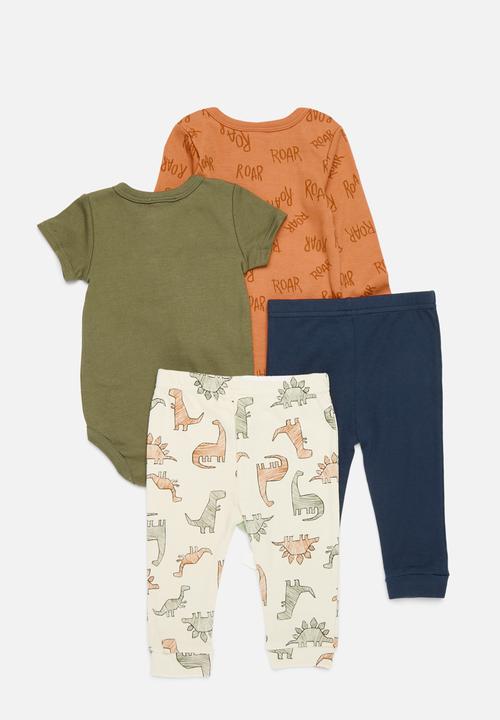Pop Candy - 4 Piece bodyvest & legging set - green & rust
