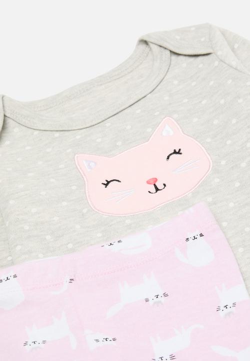 Pop Candy - 3 Piece romper bodyvest & legging set - pink & grey