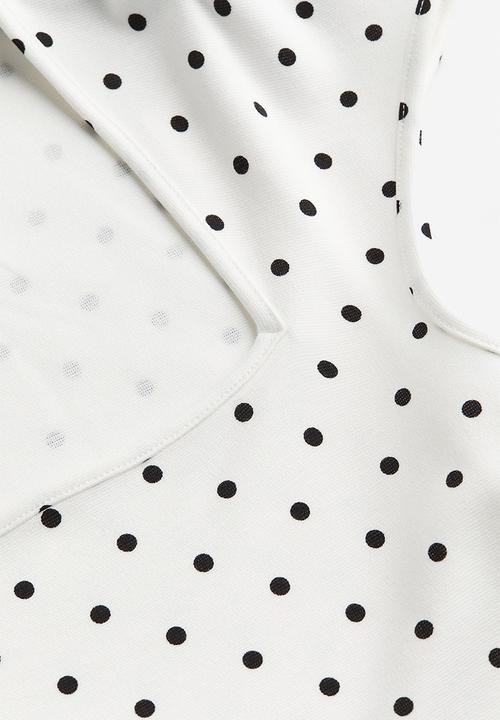 H&M - Cap-sleeved top - white & spotted