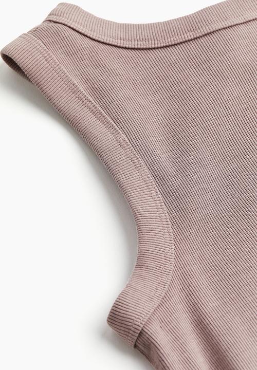 H&M - Ribbed bodycon dress - dusty pink