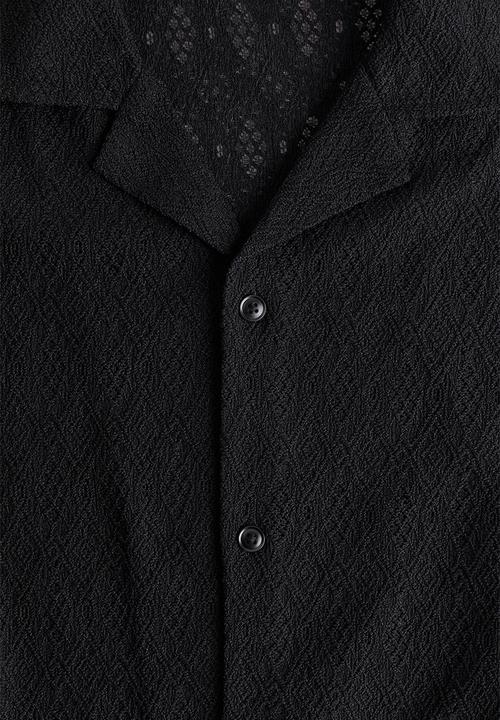 H&M - Regular fit lace resort shirt - black
