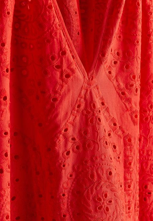 H&M - Broderie anglaise tunic dress -  bright red
