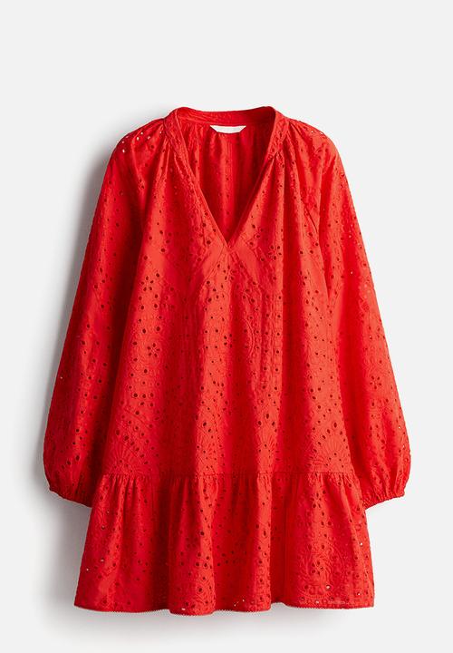 open lace back dress Red Broderie Mini Lola Dress – Never Fully Dressed main image 1