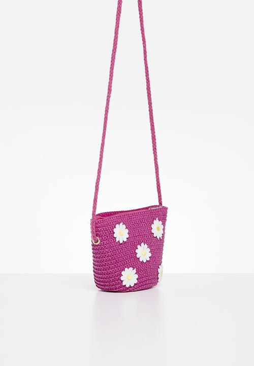 Pop Candy - Floral décor straw bag - cerise