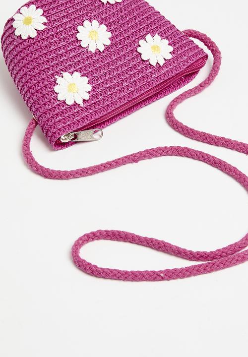 Pop Candy - Floral décor straw bag - cerise