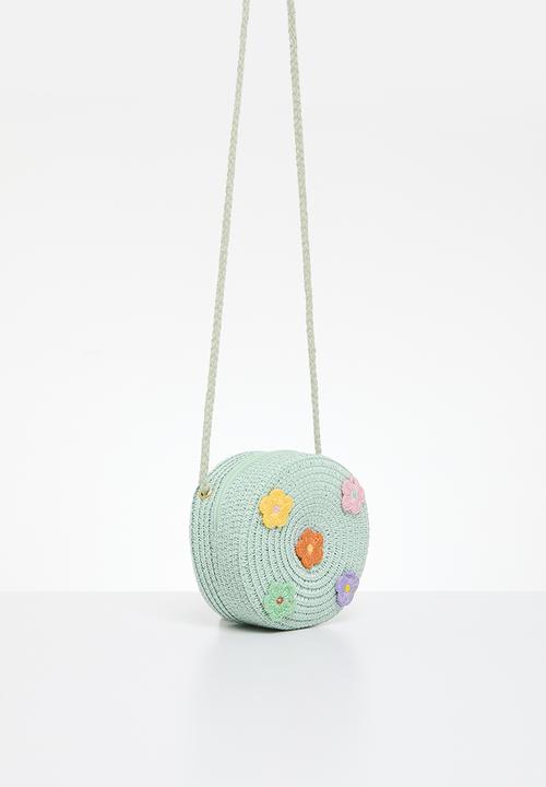 Pop Candy - Floral straw bag - light blue
