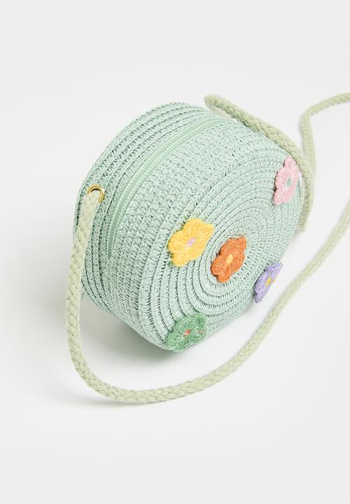 Pop Candy - Floral straw bag - light blue