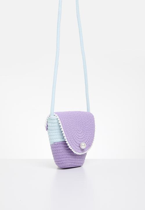 Pop Candy - Contrast woven shoulder bag - lilac & blue