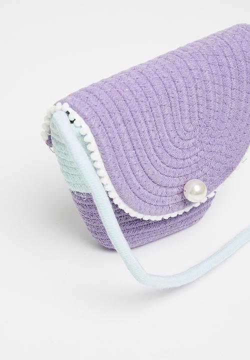 Pop Candy - Contrast woven shoulder bag - lilac & blue