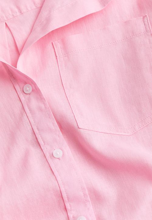 H&M - Linen-blend shirt - light pink
