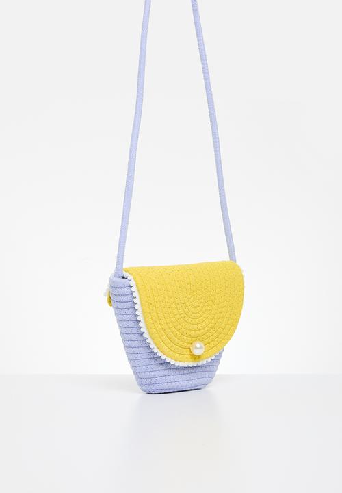 Pop Candy - Contrast woven shoulder bag - blue & yellow