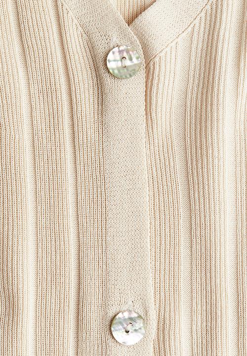 H&M - Rib-knit cardigan - light beige