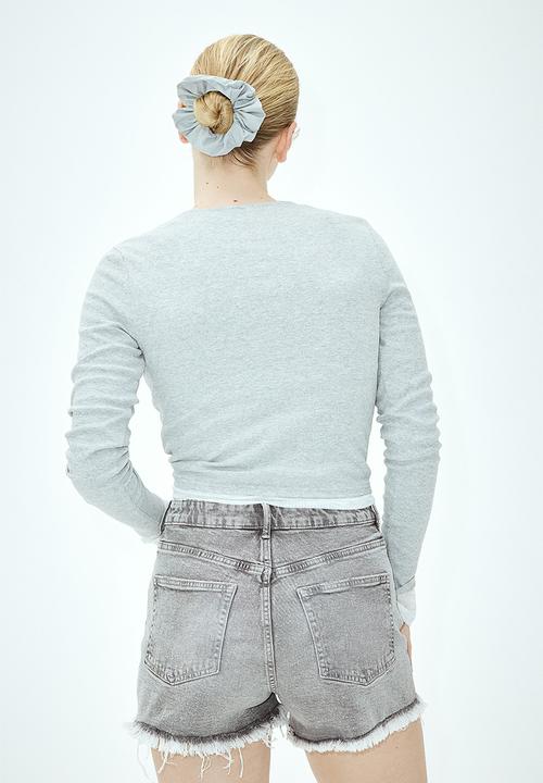 H&M - High-waisted denim shorts - light grey