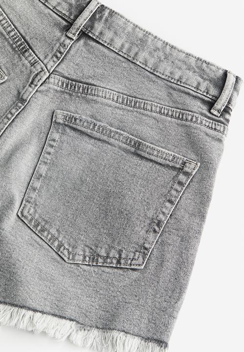 H&M - High-waisted denim shorts - light grey