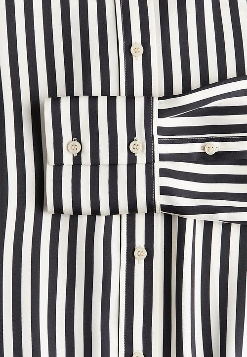 H&M - Shirt - white & black striped