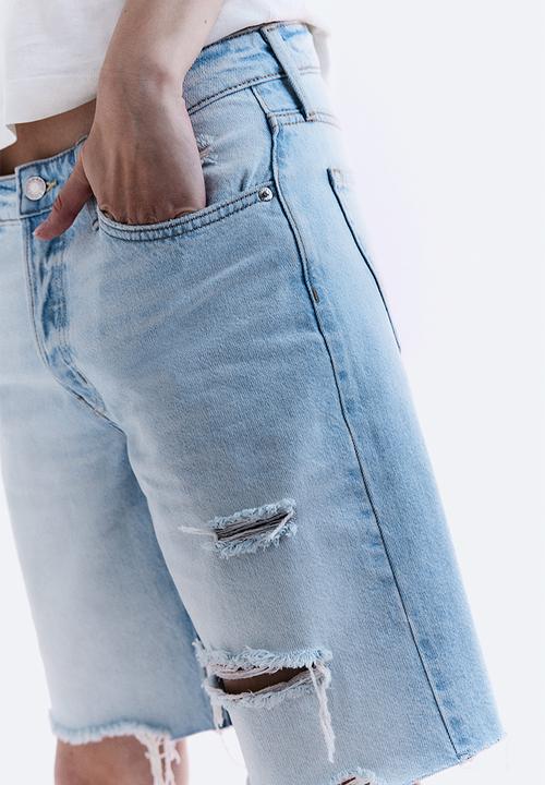 H&M - Baggy low denim shorts - light denim blue